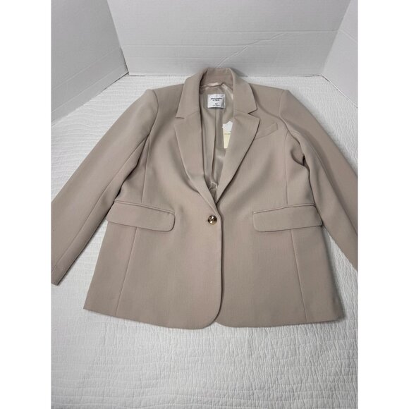NWT Abercrombie&Fitch Classic Suiting Blazer Jacket Ash/Tan Woman’s SZ M Career - Picture 3 of 12